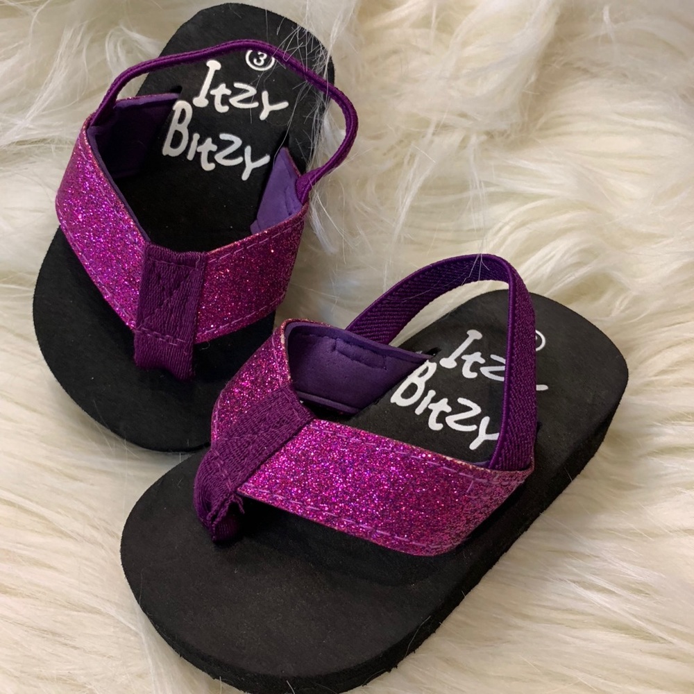 Girls Purple Glitter FlipFlops